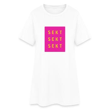 Sekt Dreifach Neon Pink - Frauen T-Shirt-Kleid - Weiß - Vorne