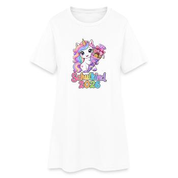 Einhorn Schultüte 2026 Schulkind - Frauen T-Shirt-Kleid - Weiß - Vorne