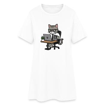 Concentre-plan-miaou - Robe T-shirt Femme - blanc - Devant