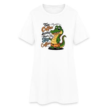 Diction du dessin animé du crocodile au café - Robe T-shirt Femme - blanc - Devant