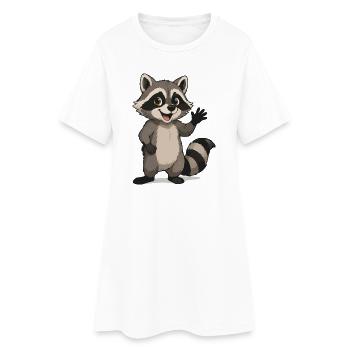 Motif de dessin animé de raton laveur ondulant - Robe T-shirt Femme - blanc - Devant