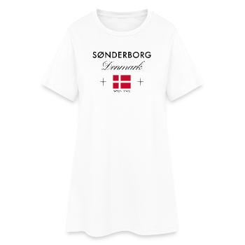 Sonderborg Dänemark Koordinaten Reise Souvenir - Frauen T-Shirt-Kleid - Weiß - Vorne