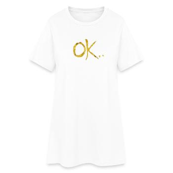 Écriture à paillettes OK Or sur fond noir - Robe T-shirt Femme - blanc - Devant