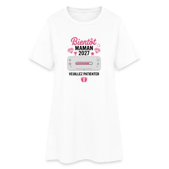Bientôt Maman 2027 Gamer Annonce Grossesse - Robe T-shirt Femme - blanc - Devant