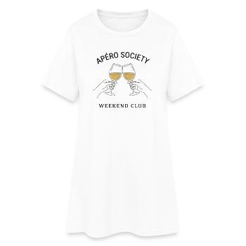 T-shirt Vin | Idée de cadeau de la Société Apéro - Robe T-shirt Femme - blanc - Devant