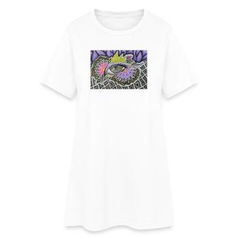 Motif psychédélique d’un seul œil - Robe T-shirt Femme - blanc - Devant