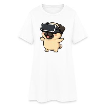 Mignon carlin dans le dessin animé de Gamer en réalité virtuelle - Robe T-shirt Femme - blanc - Devant