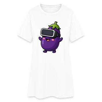 Joueur de dessins animés végan aux légumes d’aubergine - Robe T-shirt Femme - blanc - Devant