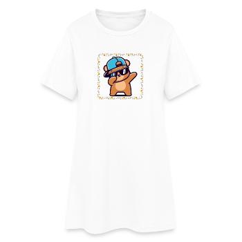 Ours hip-hop avec casquette et lunettes de soleil - Robe T-shirt Femme - blanc - Devant