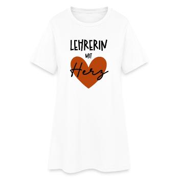 Lehrerin mit Herz - Frauen T-Shirt-Kleid - Weiß - Vorne