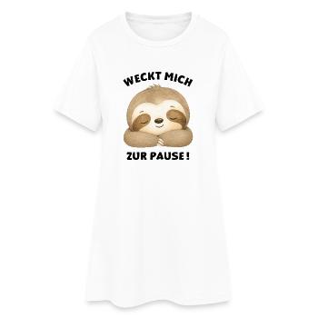 Weckt mich zur Pause Faultier - Frauen T-Shirt-Kleid - Weiß - Vorne