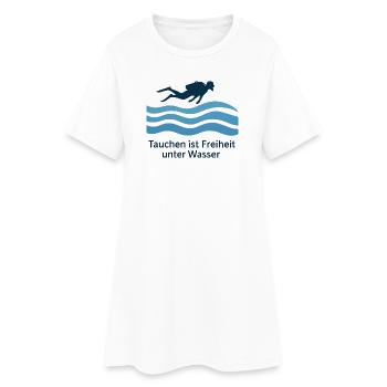 Tauchen ist Freiheit Unter Wasser - Frauen T-Shirt-Kleid - Weiß - Vorne