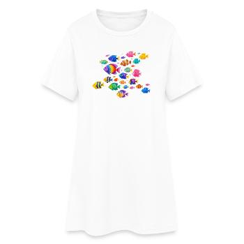 Illustration colorée de poissons tropicaux - Robe T-shirt Femme - blanc - Devant