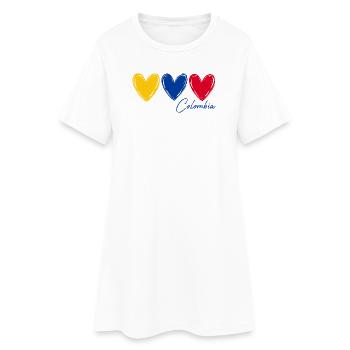T-shirt Colombie Cœurs Drapeau Fierté - Robe T-shirt Femme - blanc - Devant