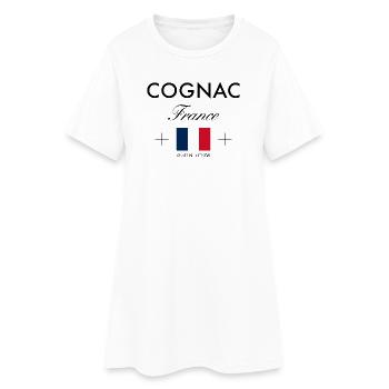 Cognac Frankreich Koordinaten Reise Souvenir - Frauen T-Shirt-Kleid - Weiß - Vorne