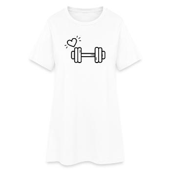 Passion Fitness Heart Dumbbell T-shirt - Women’s T-Shirt Dress - white - Front
