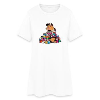 Capybara collectionneur de tasses - Robe T-shirt Femme - blanc - Devant