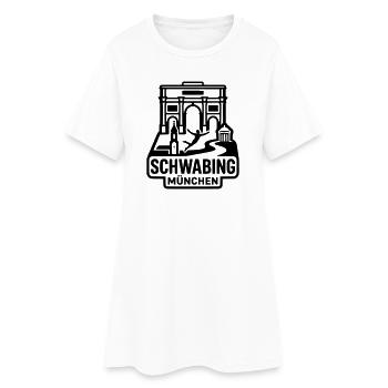München Schwabing – Minimalistisches Skyline  - Frauen T-Shirt-Kleid - Weiß - Vorne