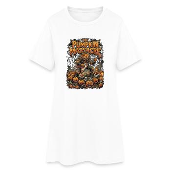 Heavy Metal Pumpkin Halloween - Women’s T-Shirt Dress - white - Front