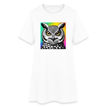 owl - Women’s T-Shirt Dress - white - Front