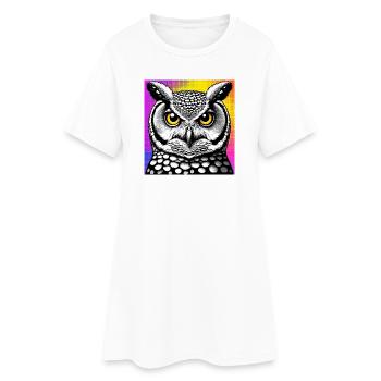 owl - Women’s T-Shirt Dress - white - Front