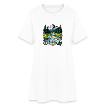 Accros à l’aventure : la pêche en rivière de montagne - Robe T-shirt Femme - blanc - Devant