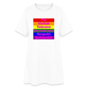 VIELFALT TOLERANZ DEMOKRATIE RESPEKT SOLIDARITÄT - Frauen T-Shirt-Kleid - Weiß - Vorne