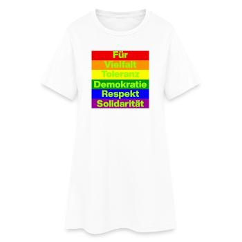 VIELFALT TOLERANZ DEMOKRATIE RESPEKT SOLIDARITÄT - Frauen T-Shirt-Kleid - Weiß - Vorne