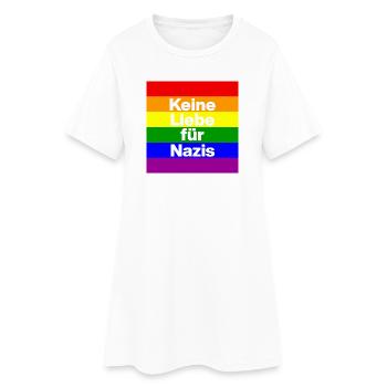 KEINE LIEBE FÜR NAZIS, NIE WIEDER, NO NZS, FRIEDEN - Frauen T-Shirt-Kleid - Weiß - Vorne