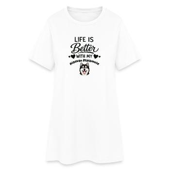 La vie est meilleure avec mon Alaskan - Robe T-shirt Femme - blanc - Devant