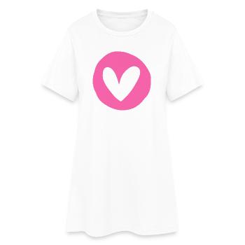 Emblème du cœur rose sur fond rose circulaire - Robe T-shirt Femme - blanc - Devant