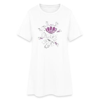 purple flowers - Women’s T-Shirt Dress - white - Front
