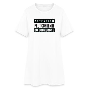 Attention Peut Contenir Du Bourgogne T-Shirt Ca... - Robe T-shirt Femme - blanc - Devant