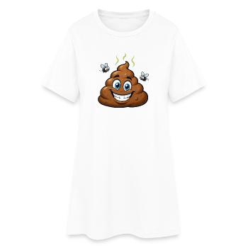Brown Comic Dog Poop with Flies – Humorous - Women’s T-Shirt Dress - white - Front