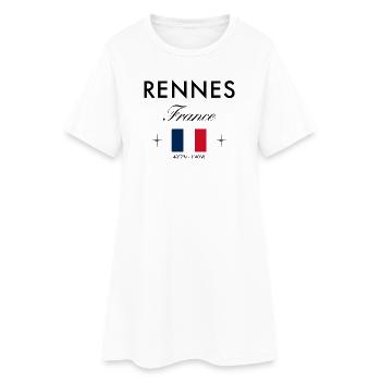 Rennes Frankreich Koordinaten Reise Souvenir - Frauen T-Shirt-Kleid - Weiß - Vorne