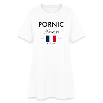 Pornic Frankreich Koordinaten Reise Souvenir - Frauen T-Shirt-Kleid - Weiß - Vorne
