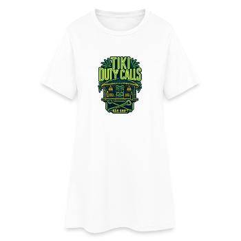 Bartender Shift Tiki Duty Calls, Poolside Tiki Bar - Women’s T-Shirt Dress - white - Front