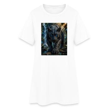 Mosaic leopard of the falls - Women’s T-Shirt Dress - white - Front