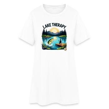 Pêche au coucher de soleil en thérapie du lac - Robe T-shirt Femme - blanc - Devant