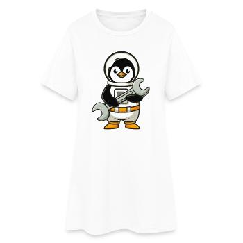 Penguin Astronaut with Wrench - Women’s T-Shirt Dress - white - Front