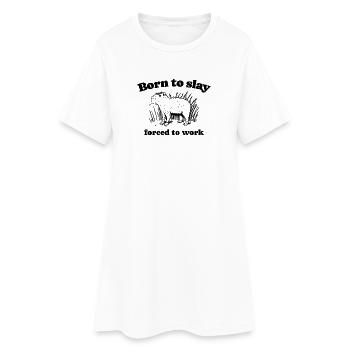 Capybara « Né pour tuer Forcé de travailler » - noir - Robe T-shirt Femme - blanc - Devant