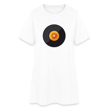 Disque vinyle de dessins animés - Robe T-shirt Femme - blanc - Devant
