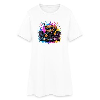 Teddy Bear DJ Neon Splash - Robe T-shirt Femme - blanc - Devant