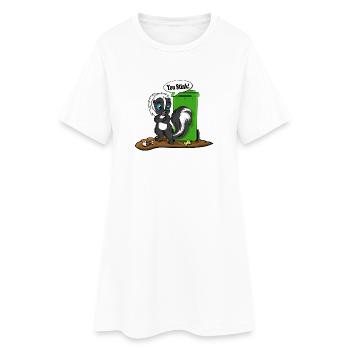 You Stink Skunk Cartoon Tee - Women’s T-Shirt Dress - white - Front