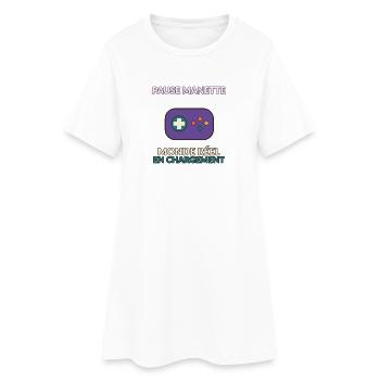 Pause Manette Monde Reel En Chargement - Robe T-shirt Femme - blanc - Devant