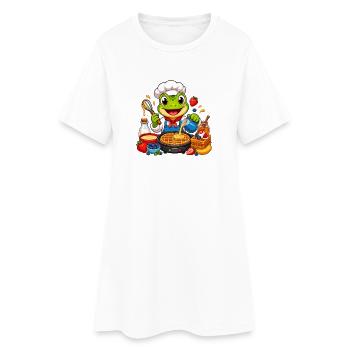 Cuisson de grenouilles au four de gaufres - Robe T-shirt Femme - blanc - Devant