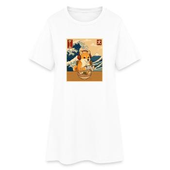 Kawaii Gamer Shiba Inu Ramen Anime - Women’s T-Shirt Dress - white - Front