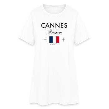 Cannes France Coordinates Travel Souvenir - Women’s T-Shirt Dress - white - Front