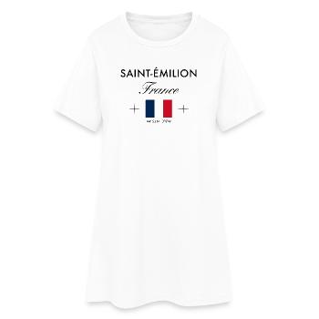 Saint Emilion Frankreich Koordinate Reise Souvenir - Frauen T-Shirt-Kleid - Weiß - Vorne