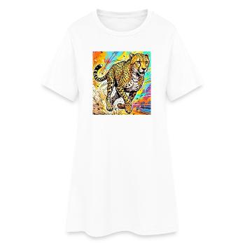guépard - Robe T-shirt Femme - blanc - Devant